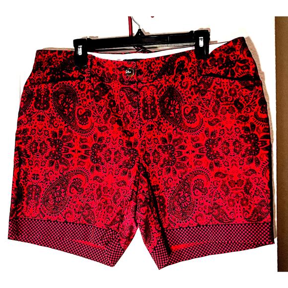 Lands End Women's Red Shorts paisley polka dot Bandana print sz 16P - Picture 1 of 7